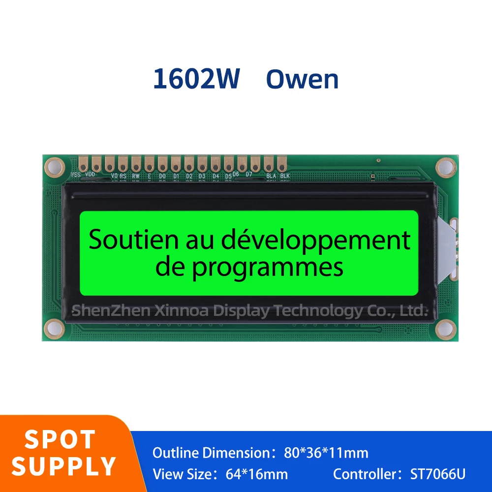 Groot Venster Met Meerdere Karakter Bibliotheken 02*16 Lcd Controller St7066u Groen Licht Zwart Letters Europese 1602W Lcd Module