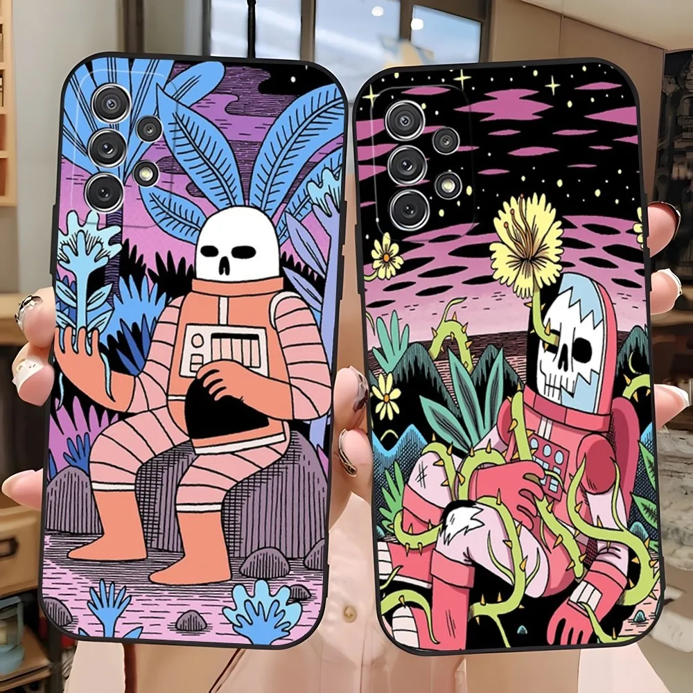 dead astronaut skeleton Art Phone Case for Samsung S24 Ultra S22 S23 S20 Fe S21 Plus Galaxy A54 A34 A24 A53 M54 Note 20 Back Cov