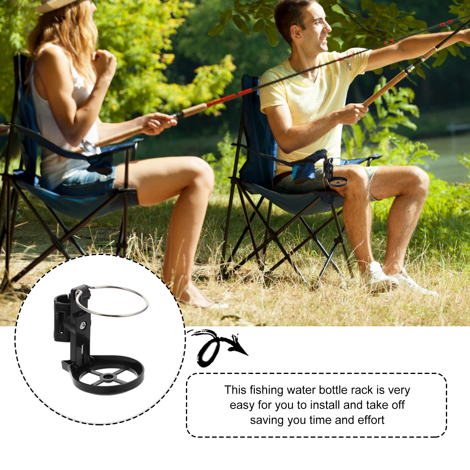 

2Pcs Fishing Cup Holder Simple Style Foldable Water Bottle Rack Portable Outdoor Fishing Accessory Stainless Steel Cup Holder