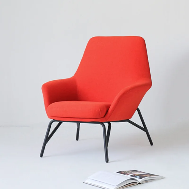 Modern simple metal soft-wrapped dining chair, hotel restaurant cloth chair model room backrest armchair