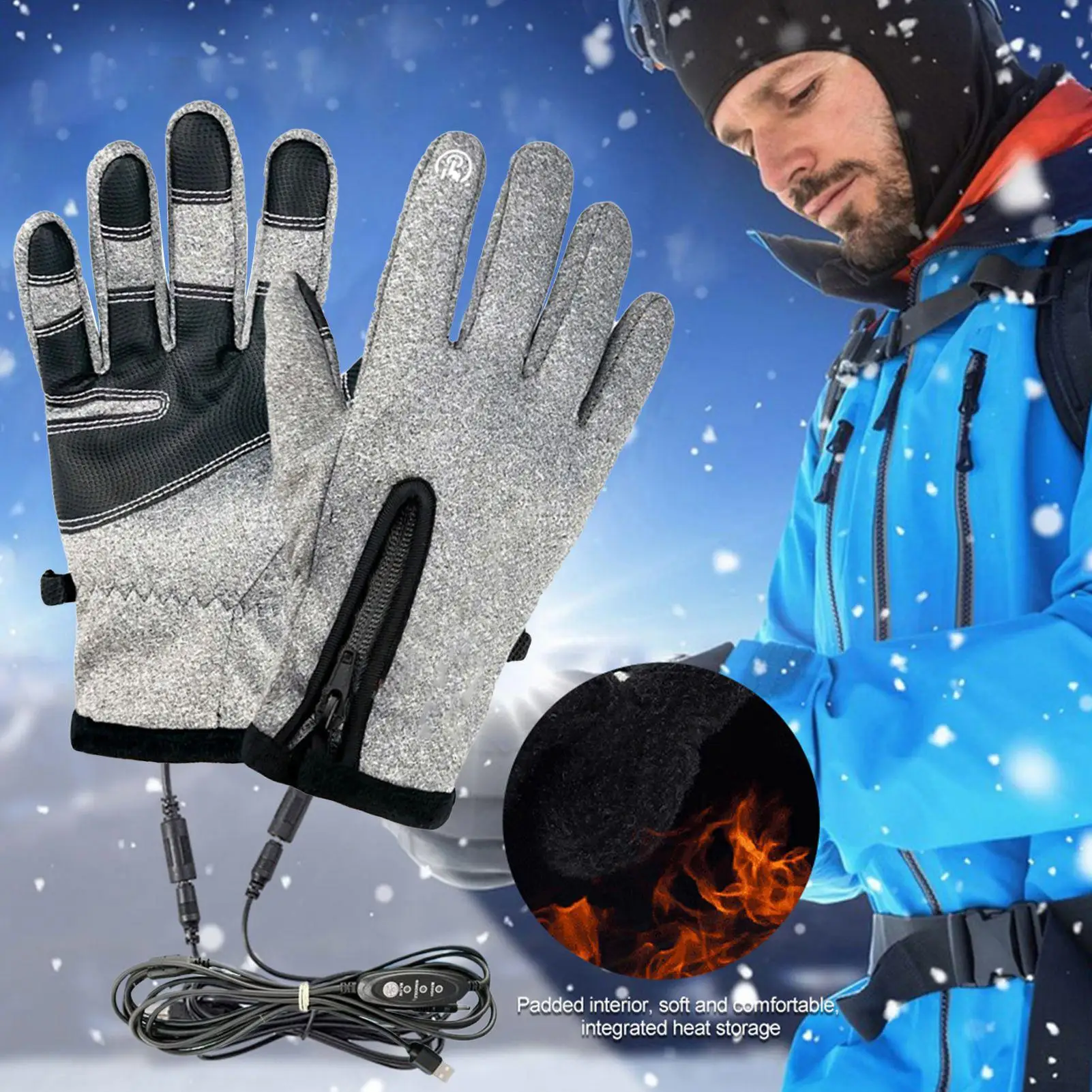 

Перезаряжаемые перчатки с подогревом, перезаряжаемые через USB перчатки с подогревом и сенсорным экраном, 3 настройки, зимние варежки с подогревом для женщин и мужчин, поездки на работу