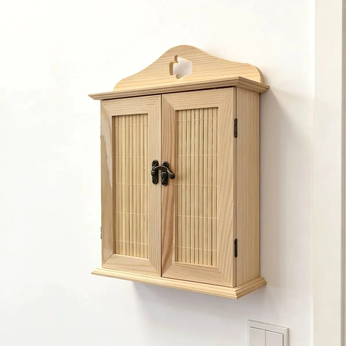 Retro Solid Wood Wall Hanging Key Holder Multi-functional Jewelry Storage Rack Hooks Home Decor Organizer