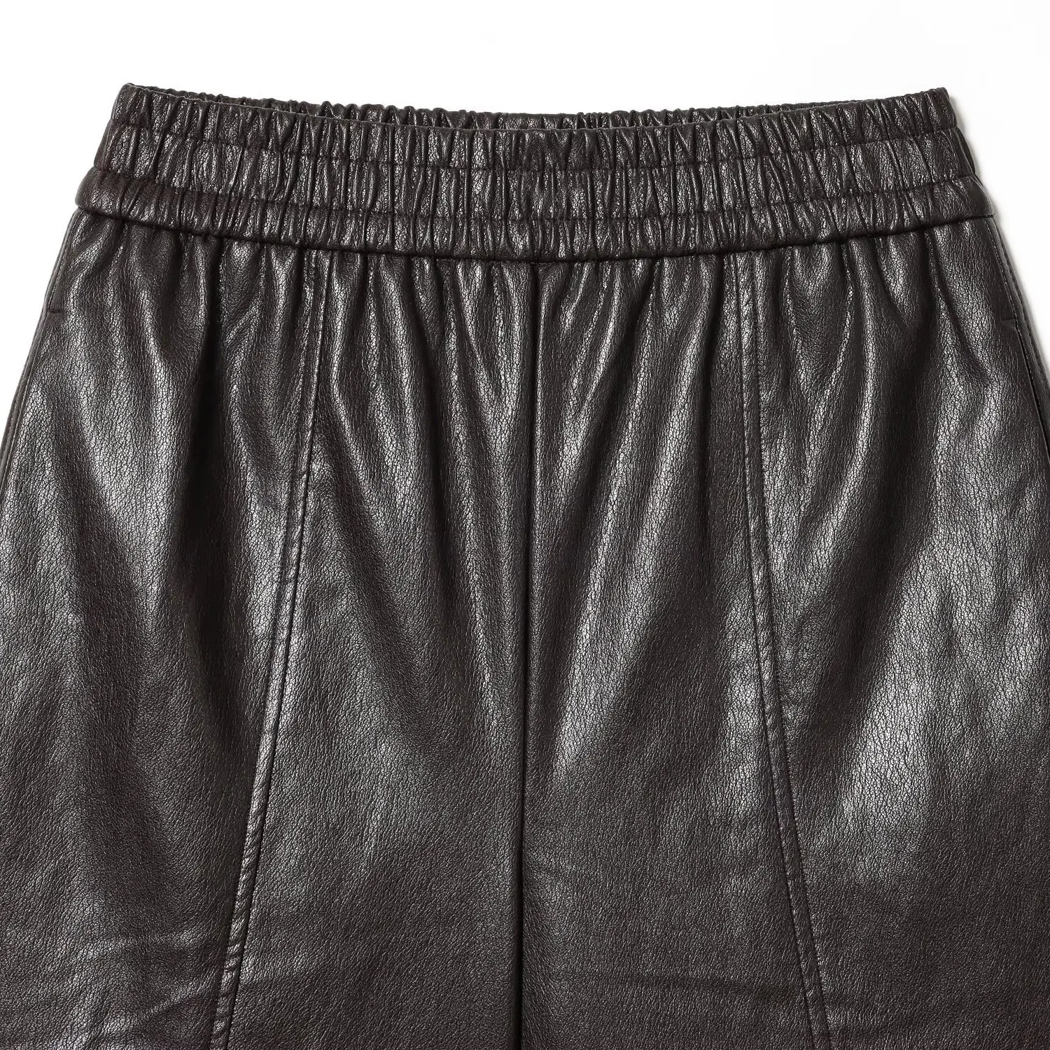 Fashionable Elastic Waist Leatherette Casual Shorts Women's High Waist Polyester Fiber Polyester 100% Autumn Season Shorts