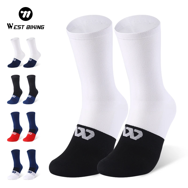 

WEST BIKING High Elastic Sport Socks Breathable Sweat Absorption Unisex Cycling Socks Anti-slip MTB Road Bicycle Socks Bike Gear