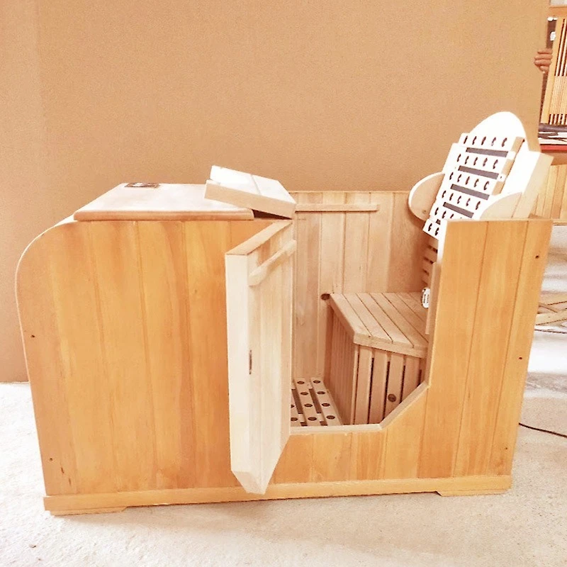 Household mini half-body warehouse single person movable solid wood folding fumigation box sweat steam room hyperthermia