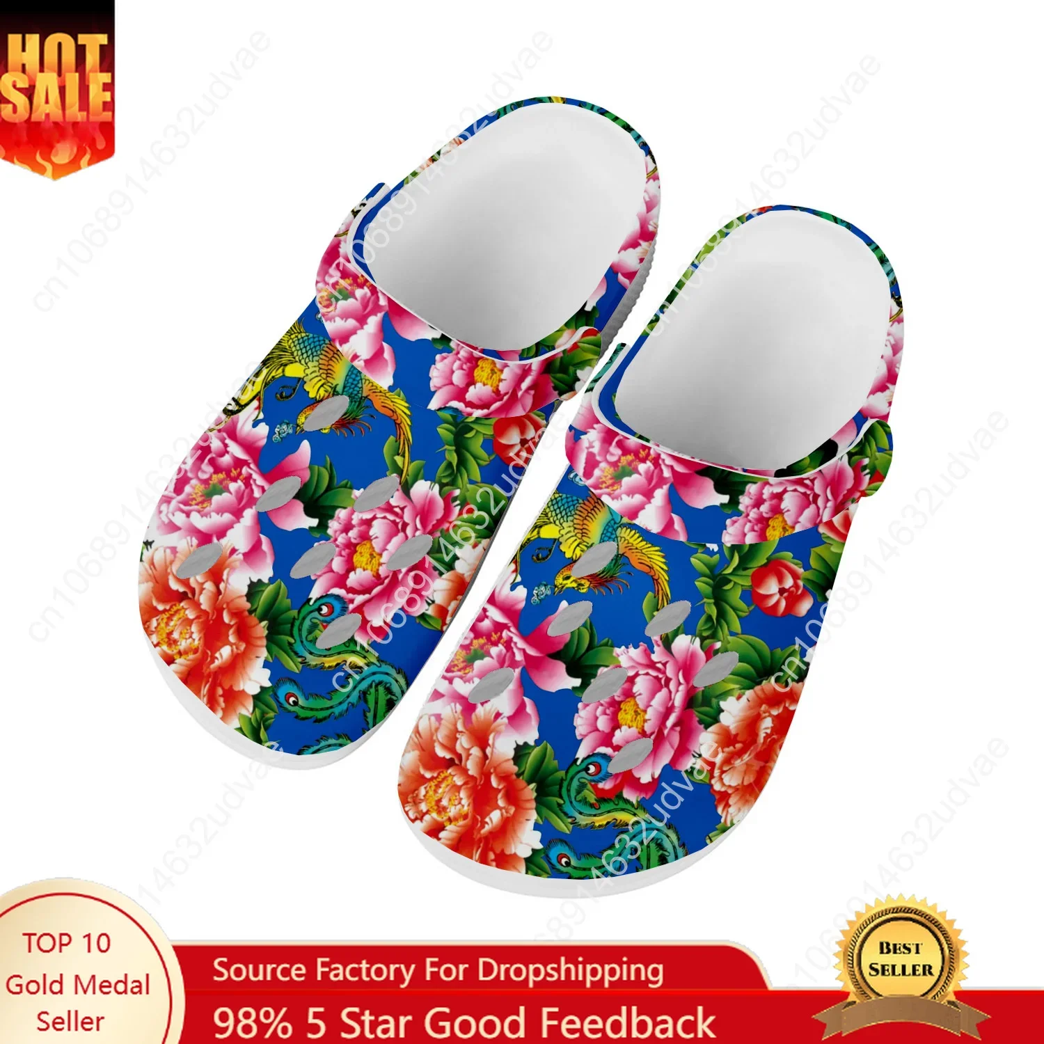

Northeast Big Flower Design Water Shoes Mens Womens Home Garden Clogs Customizd Sandals Beach Breathable Hole Slippers