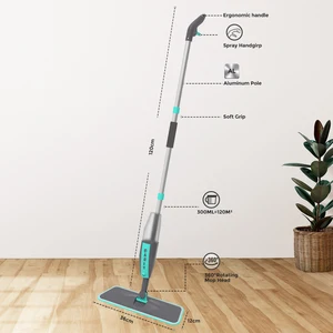 Magische Bodenreinigung Kehrmaschinenvassouras mit Mikrofaserkissen, Mop -Spray flach, Heimspin -Mopp, Rotation 360 ° 6 Hauptverkäufe der Torting -MOP - №4