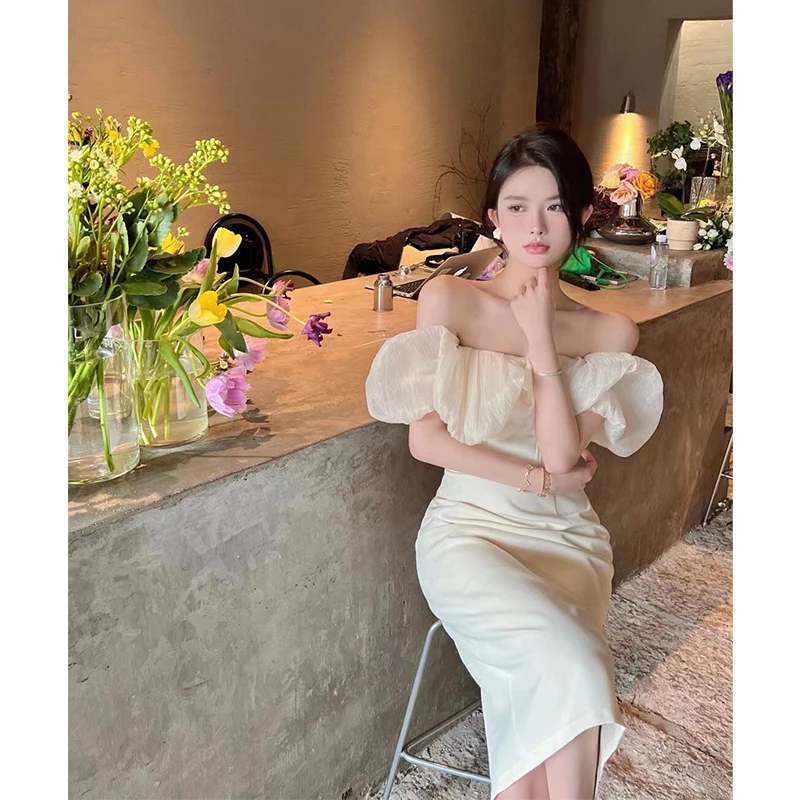 

Элегантное плиссированное платье миди на одно плечо в корейском стиле с завышенной талией для дня рождения, эффектное и очаровательное