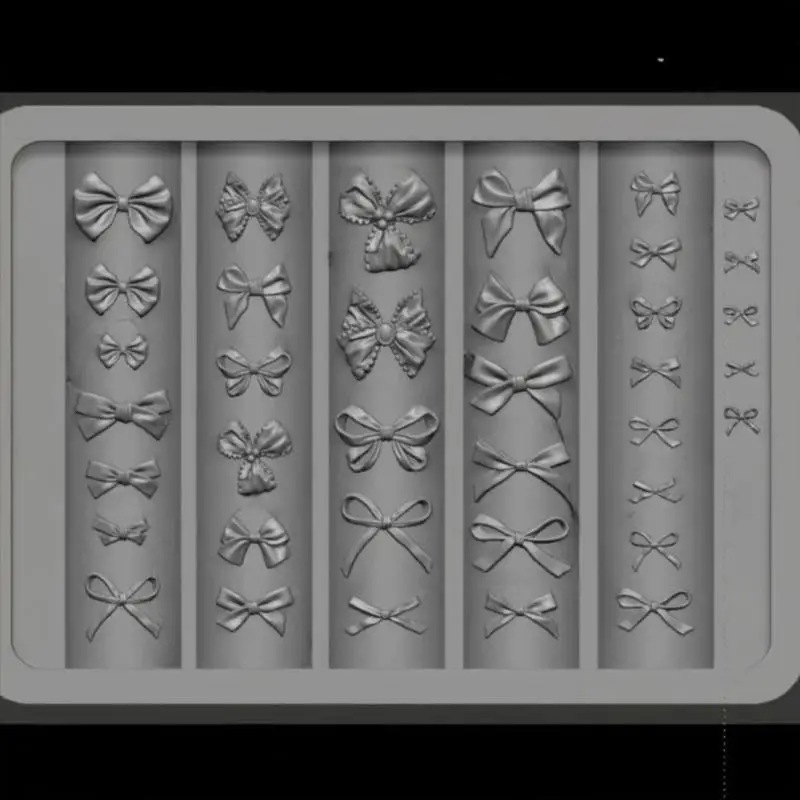 3D Silicone Mold Nail Art Decorations DIY Bowknot Carving Templates Mold For Nails Jewelry Crafts Transparent Nails Mold