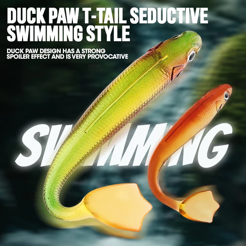 TAIYU 7 Pieces Set 9cm 6g Lure Soft Bait T Tail Soft Bait Duck Foot Fish PVC Soft Bait Simulation Lure Bait Fish view 4