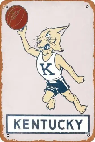 1e,VINTAGE KENTUCKY WILDCAT BASKETBALL ART poster Metal Tin Signs Modern Wall Decor