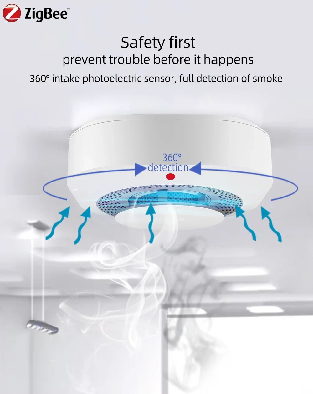 Independent Smoke Detector Sensor For Home Warehouse Security Smart Smoke Fire Alarm Replaceable Alarmas De Seguridad Para Casa