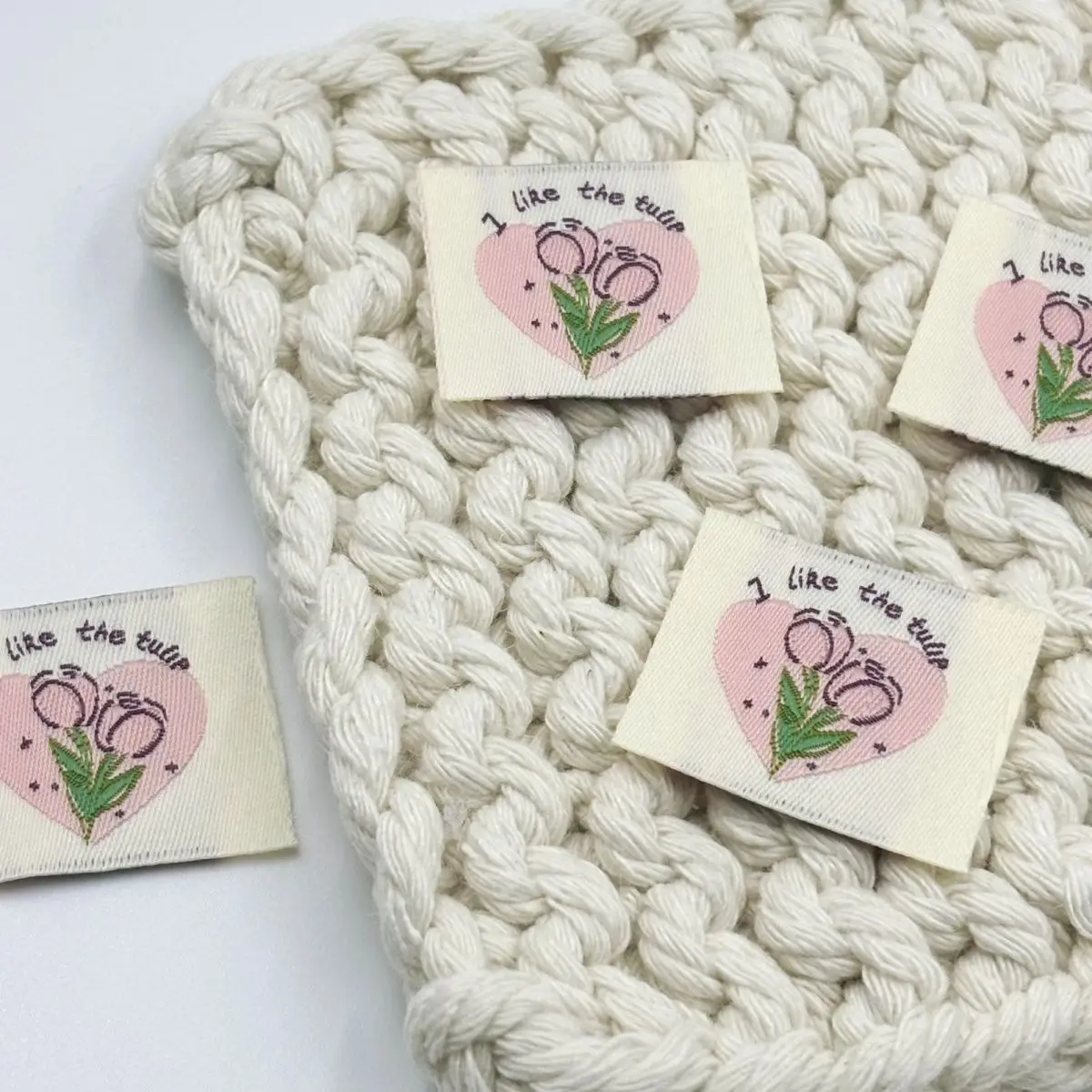 Heart Rose Embroidered Label - Forest Style Sew-on Clothing Tag,  Wash Care Patch for DIY Garments, Handmade Craft Labels