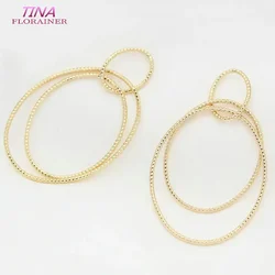 4PCS 14K Gold Color Brass Round Circle Earrings Connector Charms Jewelry Making Supplies Findings Accessories