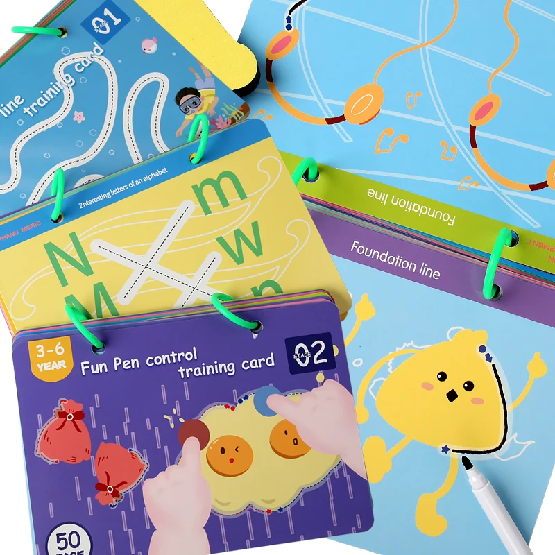 Ensemble de jouets de dessin magique Montessori pour enfants, contrôle du stylo, formation, forme de couleur, jeu de Match de mathématiques, jouets éducatifs d'apprentissage pour tout-petits