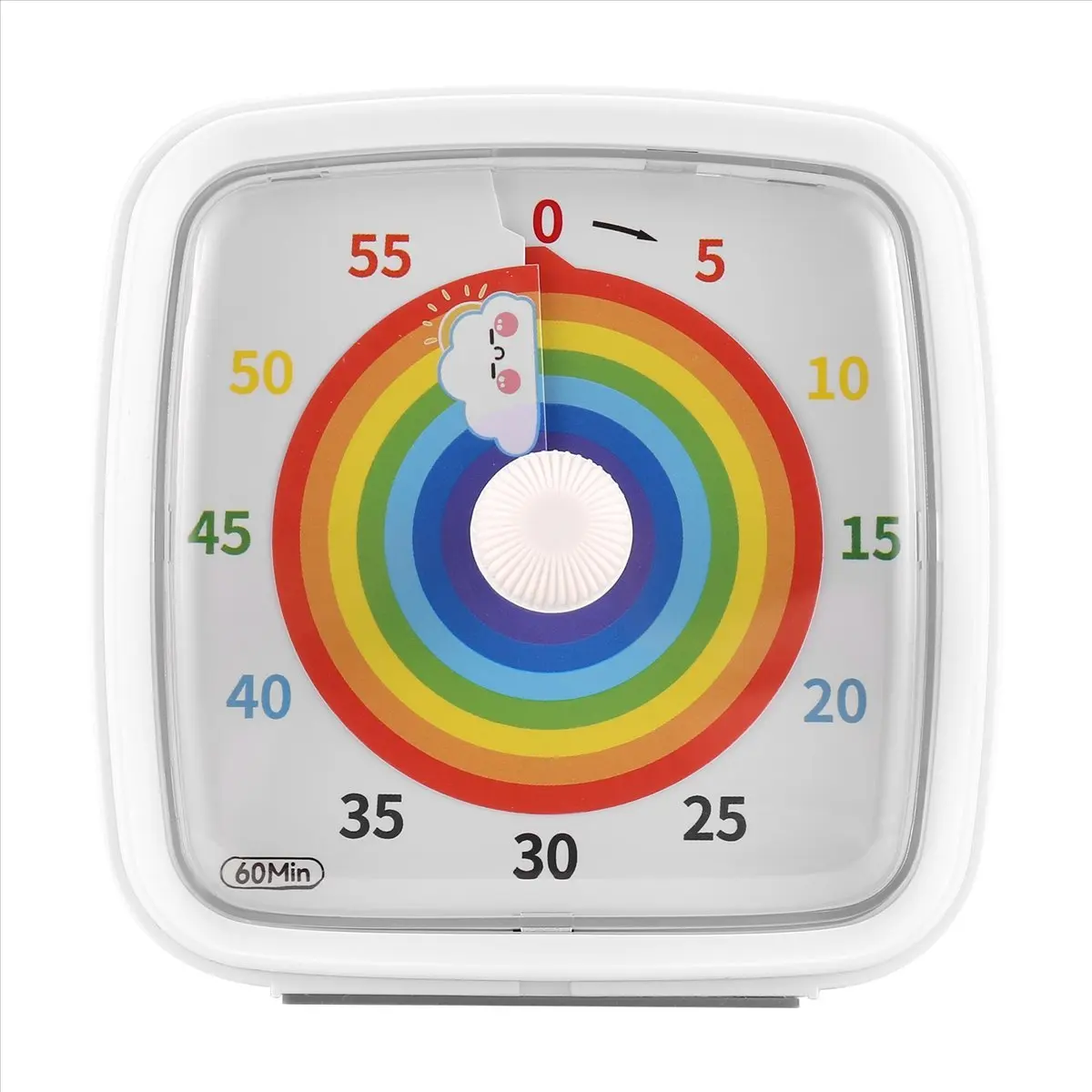 [HLES]60-Minute Visual Timer with Night Light, Countdown Timer,Pomodoro Timer with Rainbow Pattern for Kids and Adults White