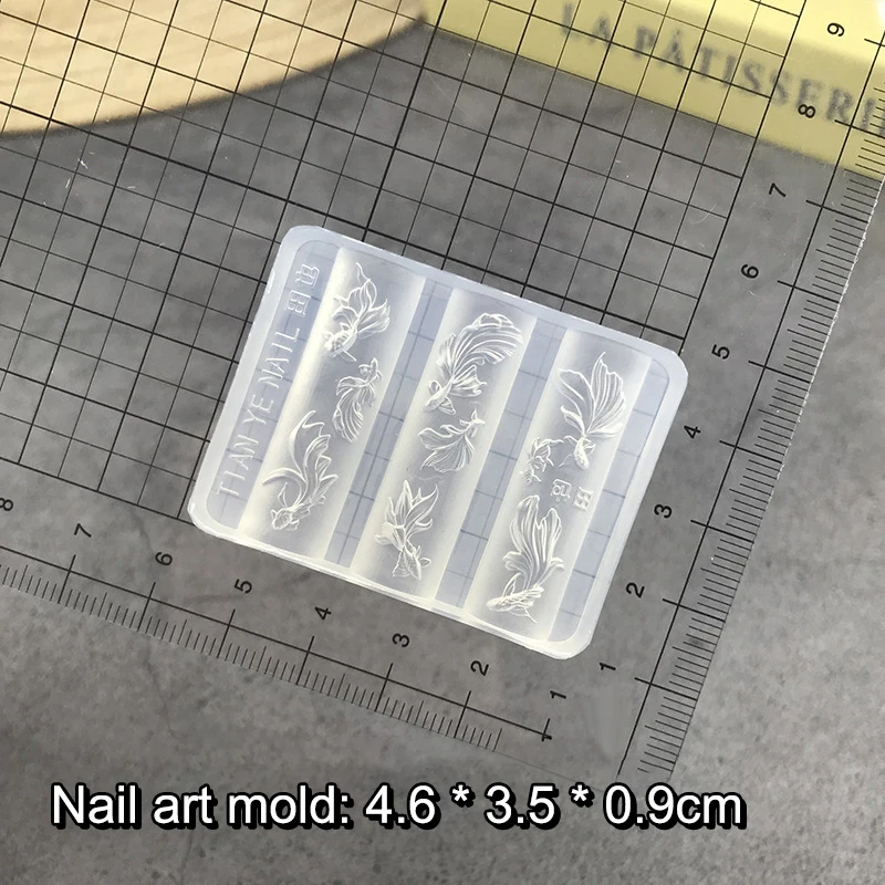 1 قطعة ثلاثية الأبعاد ثلاثية الأبعاد منحوتة لوتس مع أظافر السمك لتقوم بها بنفسك تصميم سيليكون مسمار الفن قوالب قالب الأظافر #4