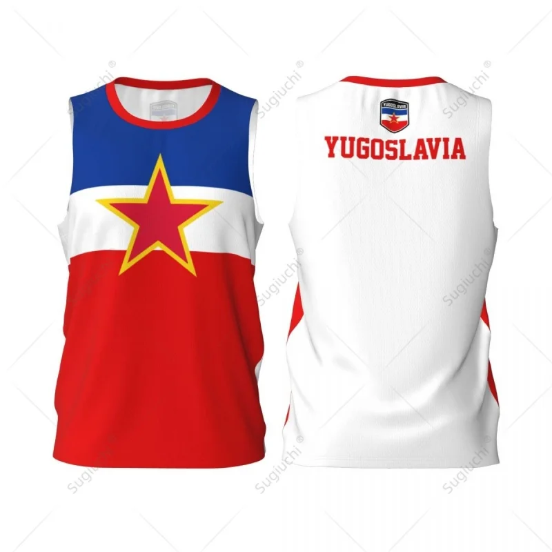 

Yugoslavia Flag Pattern Tank Tops For Men Basketball Sports Run 3D Printed Tops Summer Casual Loose Street Tees Round Neck Vest