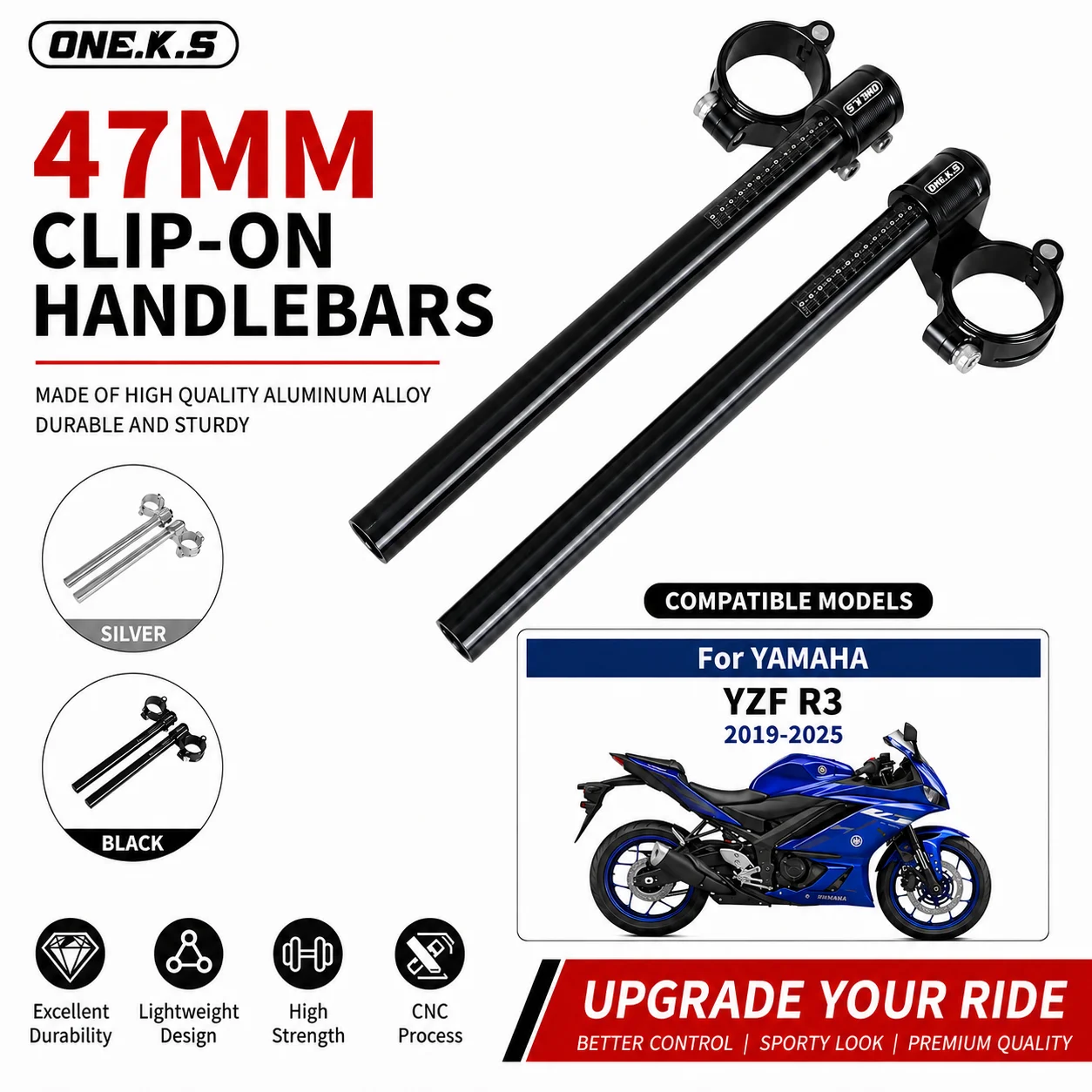 47MM Motorcycle Accessories Racing Upper Top Clamp Clip On Fork Tube Handlebar Fit For YAMAHA R3 2019-2025