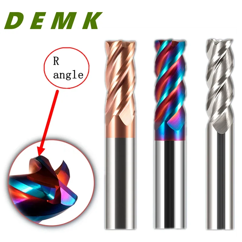 Corner Radius End Mill HRC50 55 65 Carbide Milling Cutter Cutting Tool For CNC Maching Coating R angle Flat End Mill 3/4 Flute