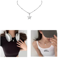 Star Pendant Necklaces Elegant Star Chain Necklace Y2k Star Neck Jewelry Stainless Steel Material Perfect for Women Girl