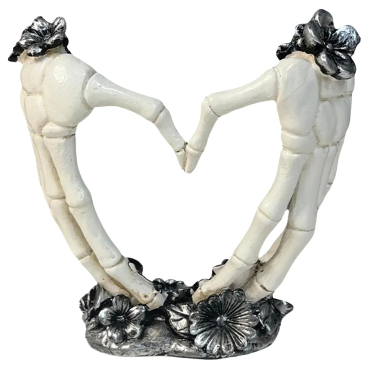 

A96Q-Hand Sculpture Skeleton Hand Heart Finger Gesture Resin Gothic Decorative Hand Sculpture Heart Hand Skeleton Decoration