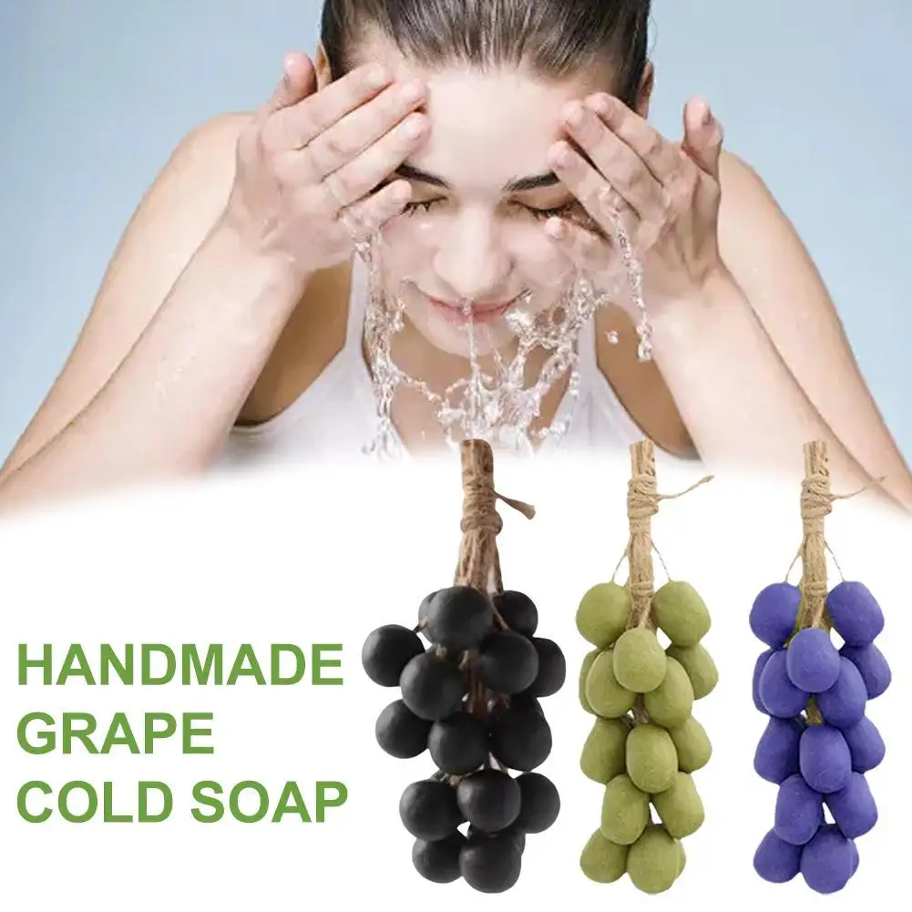 

Grape Soap On Rope, Handmade Grape Soap,Face And Body Bath Grapes Bunch Soaps Handmade Grapes-Shaped Soaps Decorative Gift