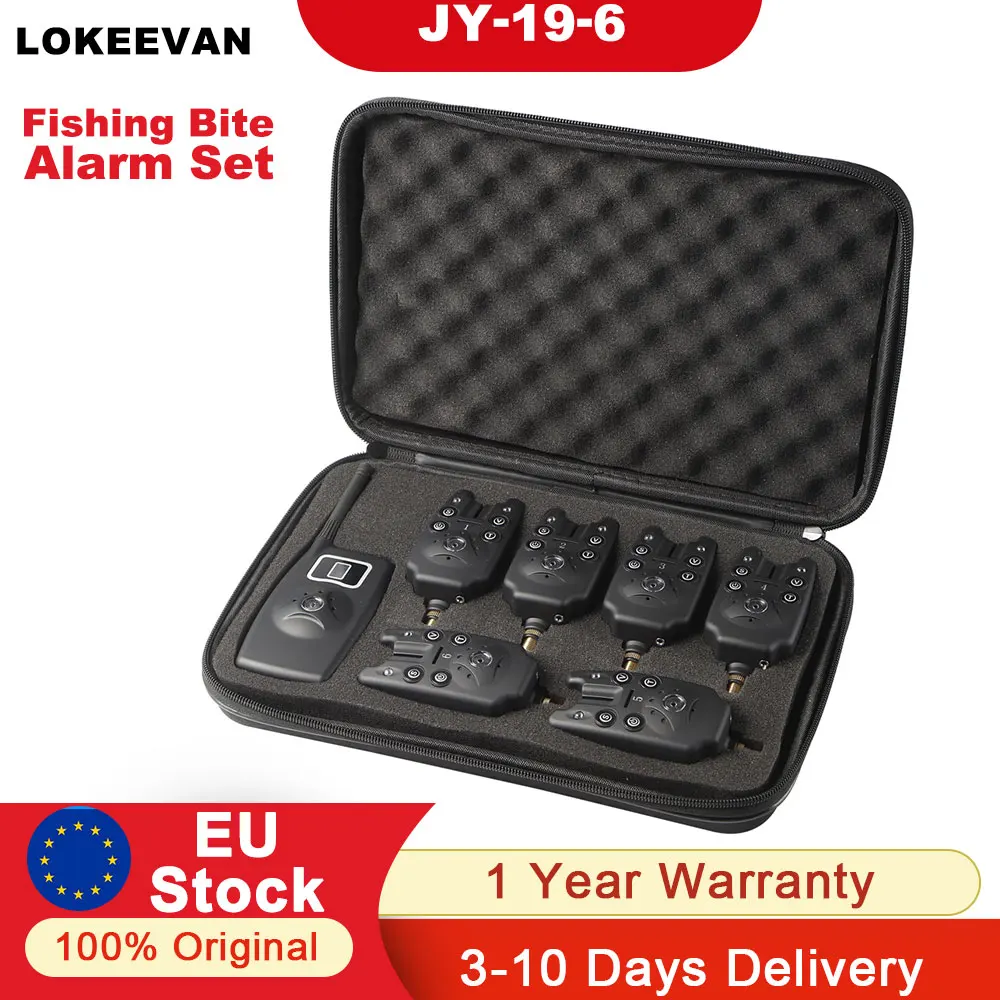 Ensemble d'alarme de morsure de pêche LED sans fil, 4/6/ JY-19-6, indicateur numérique de sensibilité, alerte sonore, ensemble d'échangistes de pêche
