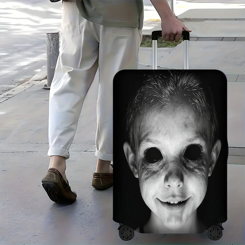 1pc Gothic horror boy-print luggage cover. Fits 18–32-inch suitcases; effectively protects your luggage
