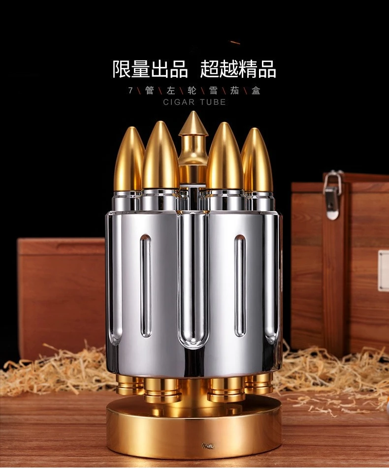 Revolver bullet 360 degree rotating  compartment cigar moisturizer, moisturizer tube
