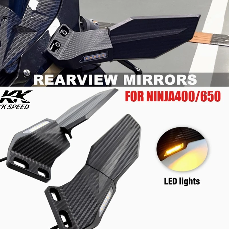 

Motorcycle Mirror Adjustable Rotating Rearview Mirror LEDTurn Signal Mirror Signal Lamp for BMW Suzuki Ducati Kawasaki Ninja 400