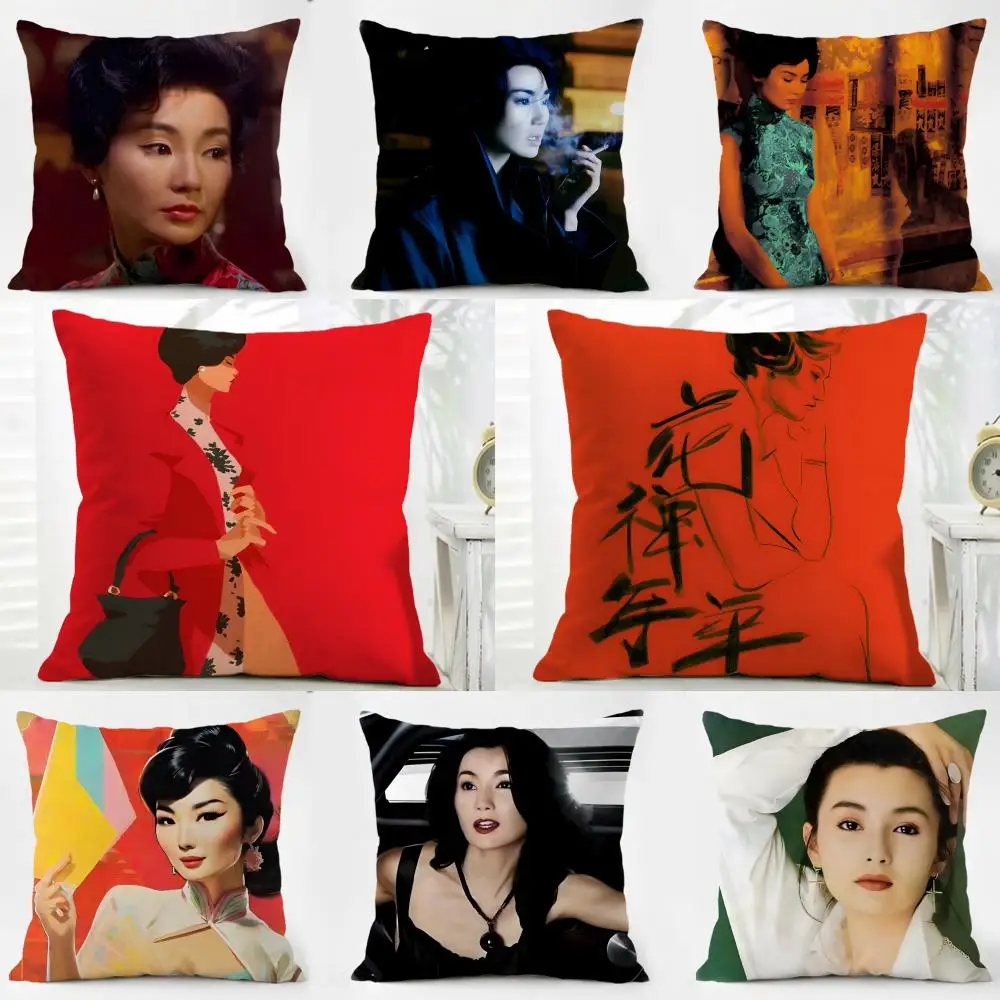 Chinese Nostalgic Reminiscent M-Maggie Cheung Cushion Cover Washable Linen Pillowcase Soft  for Daily Sofa Bed Home Room Decor