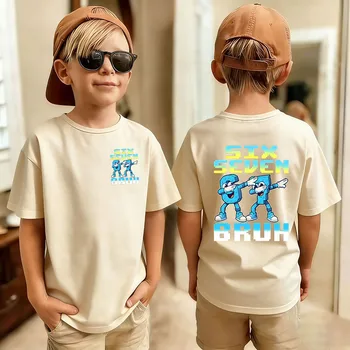 Cute Funny Six Seven Italian Brainrot 67 Number Graphic Print T-Shirt Boy/Girl Summer Short Sleeved Kids Tshirt Top Fan Gifts 6