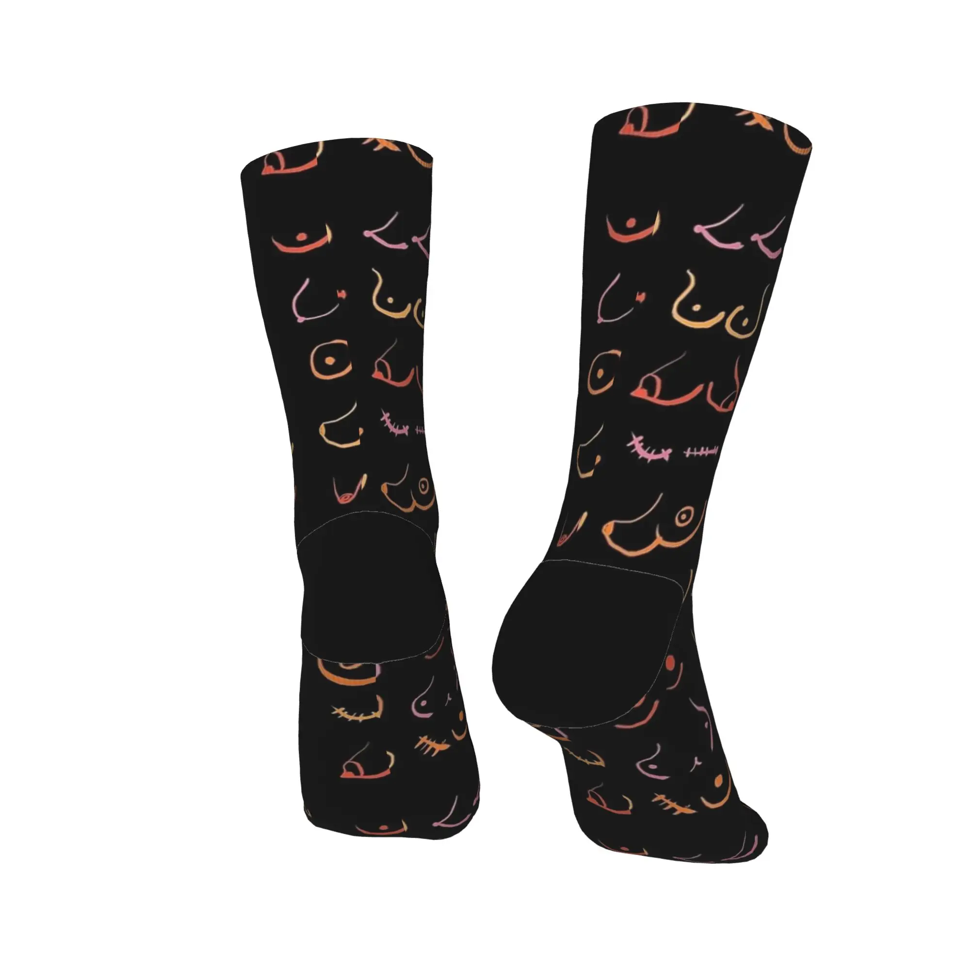 Unisex Men Socks Neon Boobs Drawing  Stockings Non Skid Breathable Socks Winter Modern Printed Running Sports Socks