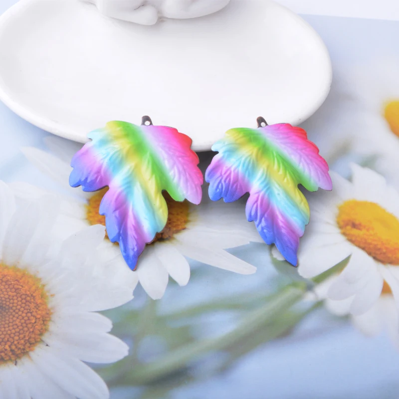 10 Stück/Set Ethnische Eisen-Feder-Blatt-Muschel-Anhänger für Schmuckherstellung Boho Großer Anhänger DIY Damen-Ohrringe – Detail 6