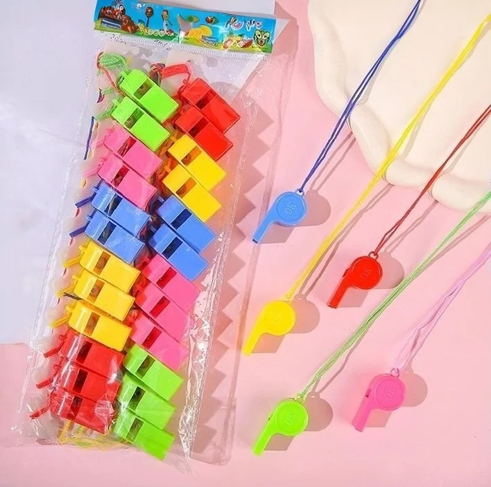 12/24Pcs Solid Color Whistle Toy with Lanyard, Referee Sports Whistle, Fan Cheerleading Noise Maker Props