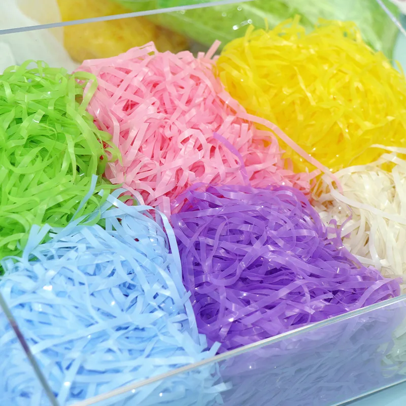 Colorful PVC Lafite Grass Easter Henhouse Grass Colorful Plastic Shredded Wedding Party Upscale Gift Wine Box Packaging Filler