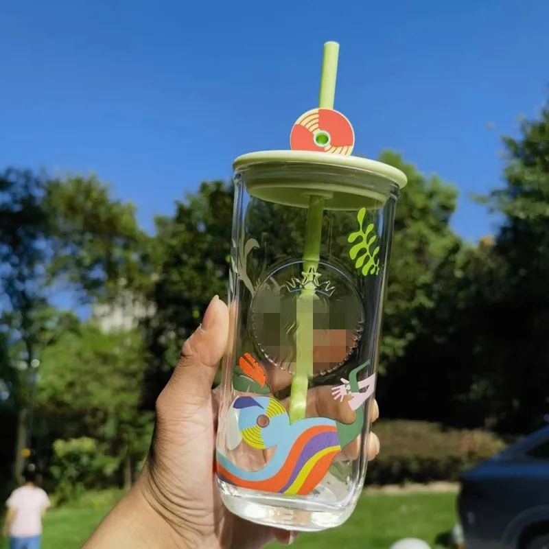 New★★★Colorful Stainless Steel Straw Insulation Cup, Carnival Earbuds Glass, Summer Music