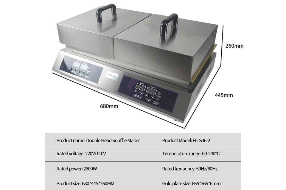 Description Picture 2 of itemXEOLEO Souffle Maker Souffle Machine 2600W Double Plates Fluffy Japanese Souffle Pancakes Maker Fluffy Pancake Schwa Machine