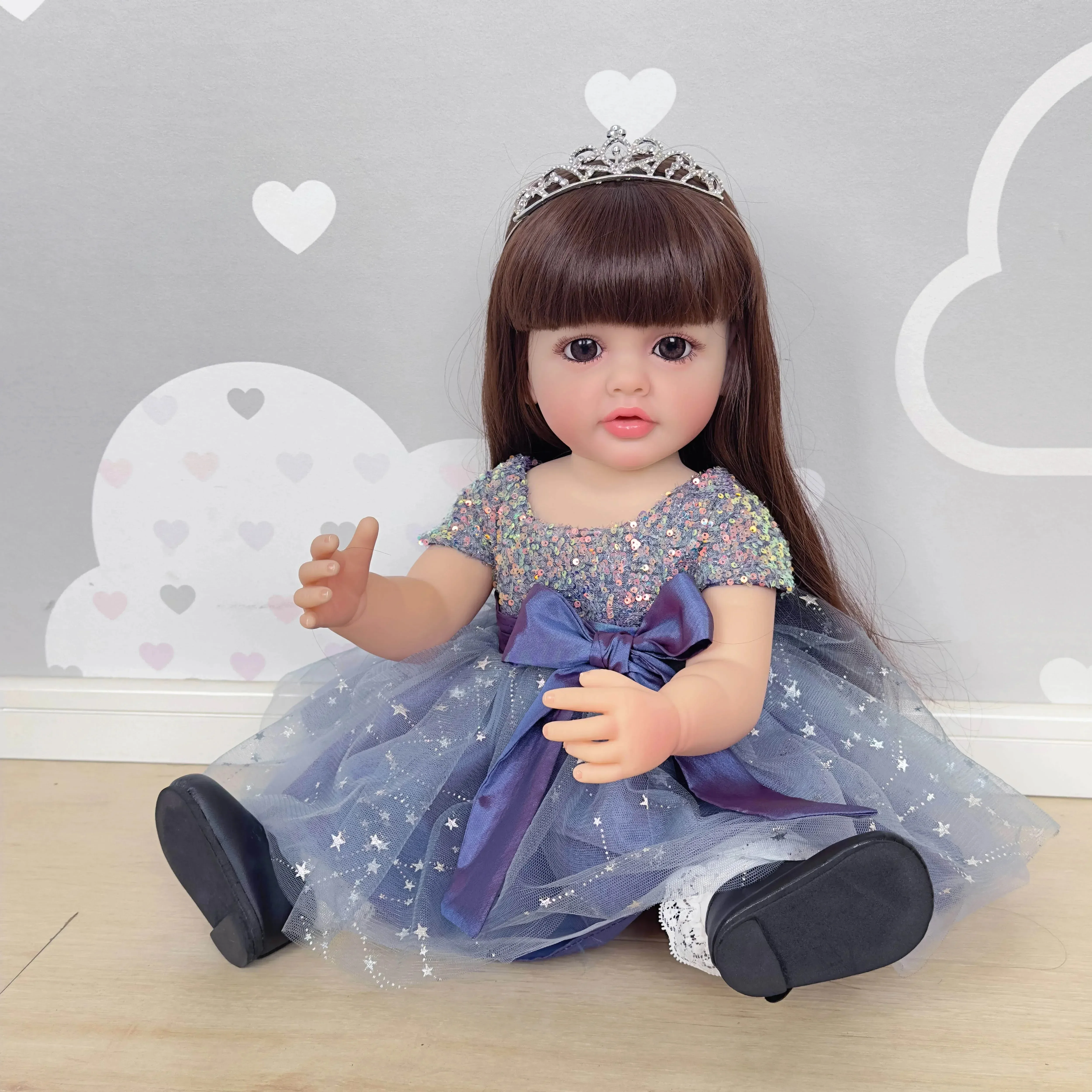 

22inch Betty Full Body Standing Toddler Girl Doll Reborn Princess Long Hair in Dress Soft Cuddly Body Gifts for children