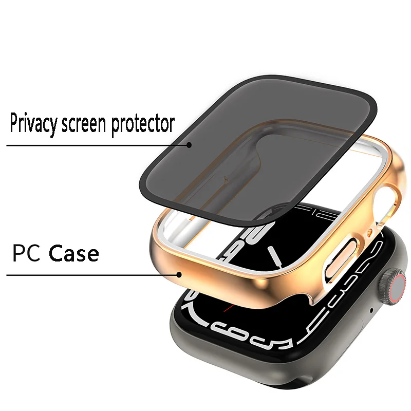 Protetor de tela de privacidade para Apple Watch, proteção à prova d'água, pára-choques para iWatch 9, 8, 7, 6, 5, 4, SE, 45mm, 40mm, 41mm, 44mm