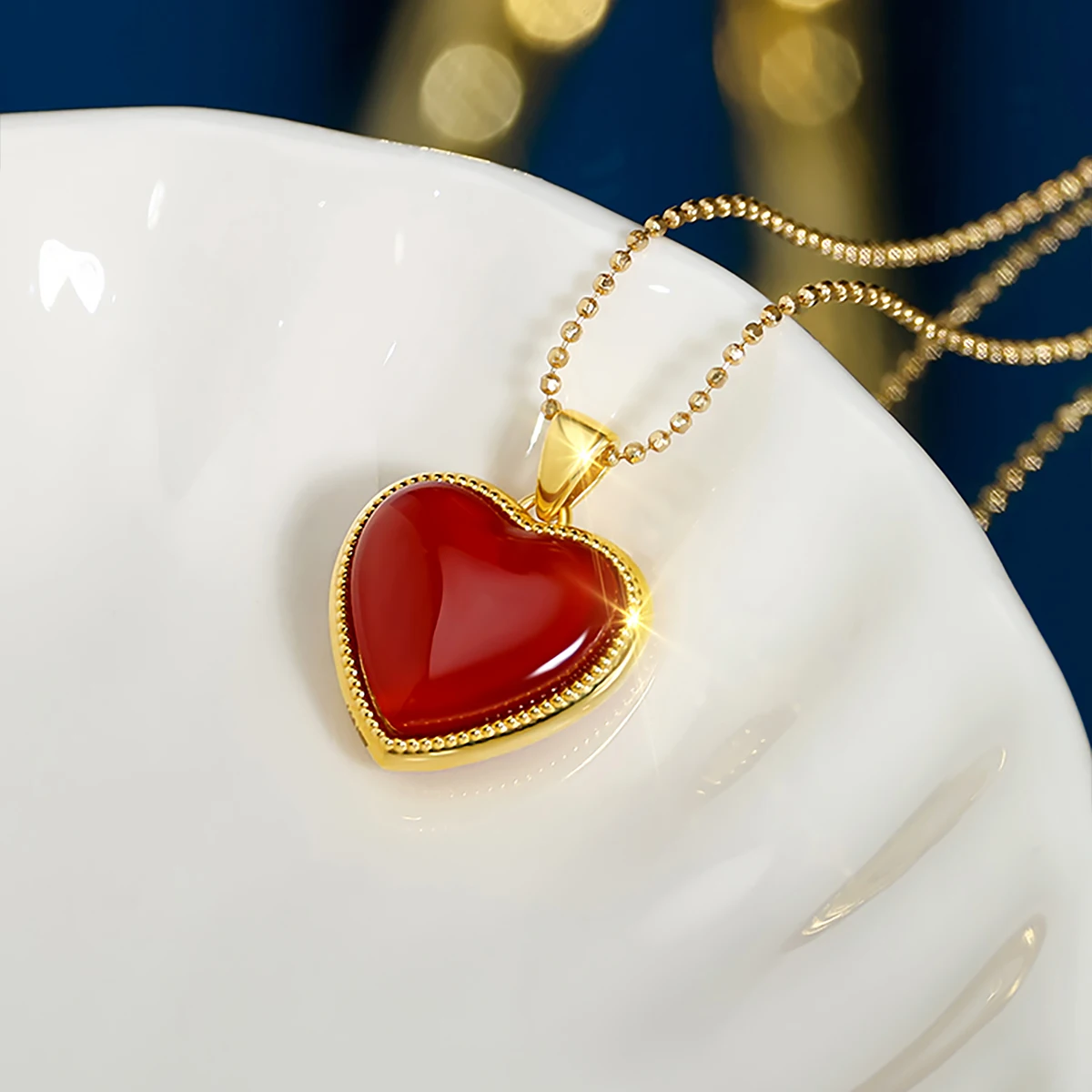 Szjinao 100% Real Gold 18k Natural Agate Necklace For Women Heart Pendant Au750 Pure Original Gold Jewelry With Certificate Sale