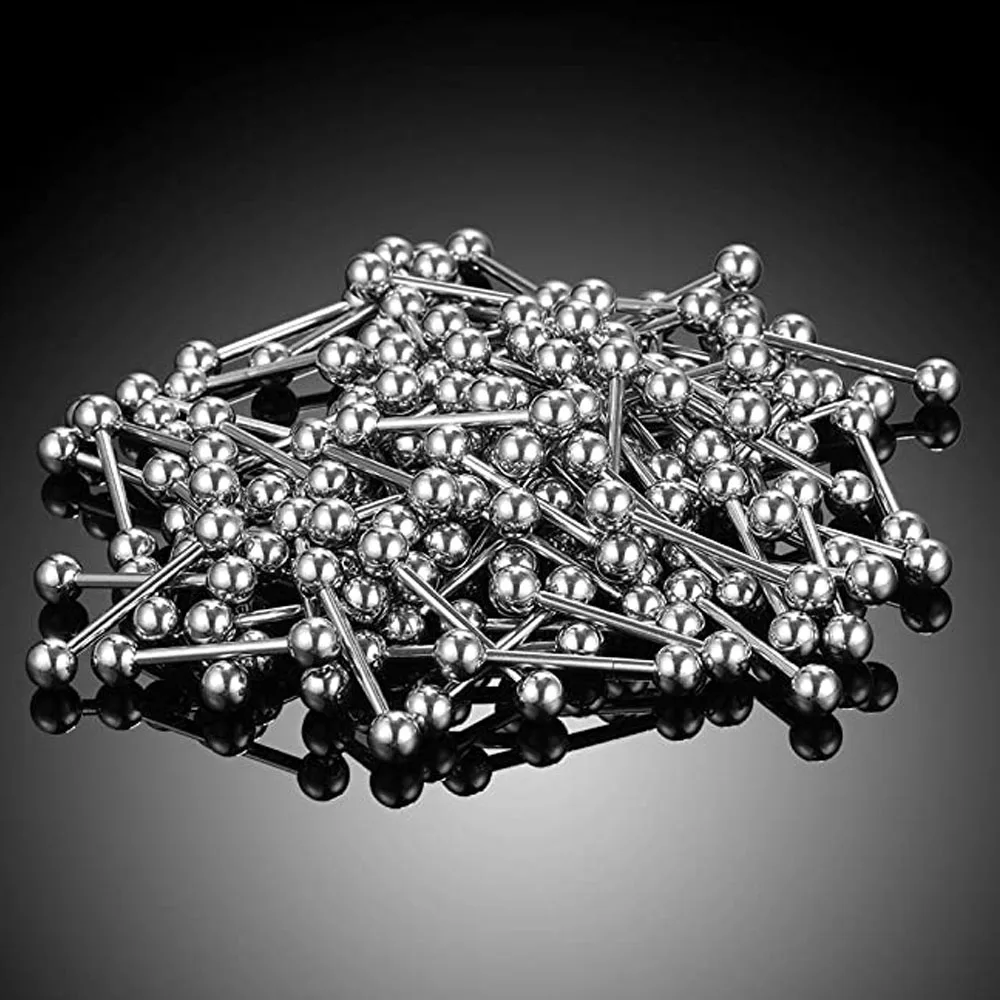 20 Pcs/Lot Stainless steel Tongue Ear Rings Bars Barbell For Woman Man Unisex Body Piercing Jewelry Wholesale