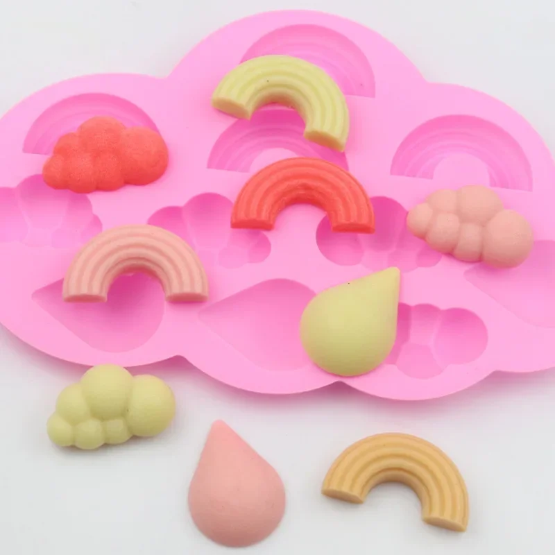 

Silicone Ice Grid Mold, DIY Baking Chocolate Mold, Fire Paint Mold, 11with Water Droplets, Rainbow CloudsCake Decorating Tools