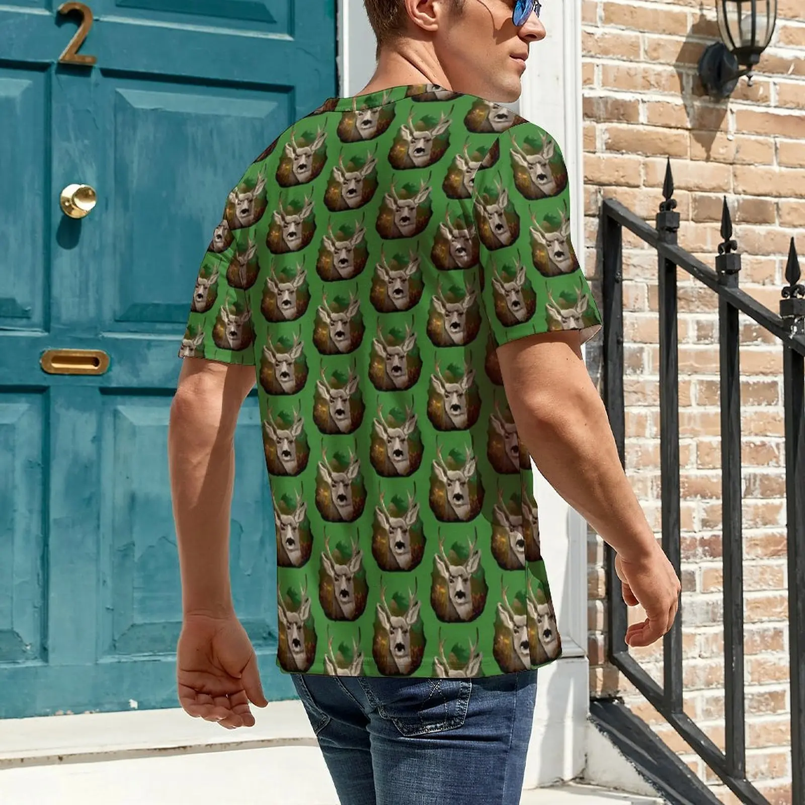 Deer Print T-Shirt Forest Life Harajuku T-Shirts Men Y2K Fun Tshirt Summer Short Sleeve Graphic Top Tees Plus Size 5XL 6XL