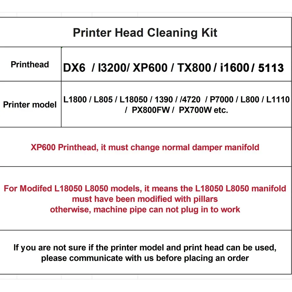 Imagem -03 - Cabeça de Impressora Limpeza Máquina Lavar Kit para Epson L1800 L800 L805 P7000 L1110 Cabeça Impressão Limpa Xp600 Dx6 I3200 Tx800 I1600