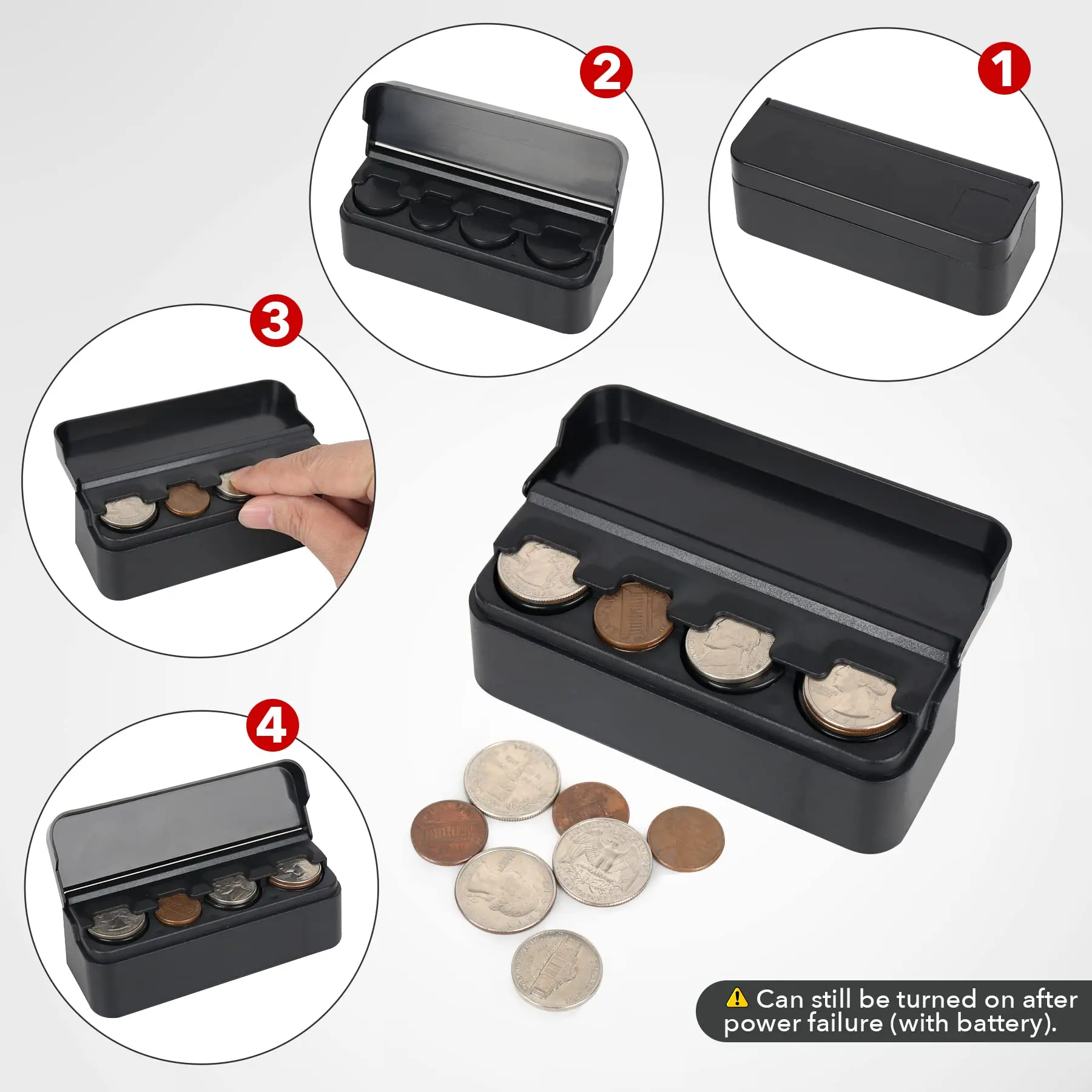 Coin Holder for Car, Universal Coin Storage, Car Change Organizer Coin Money Dispenser Compatible with Coins of Different Sizes,
