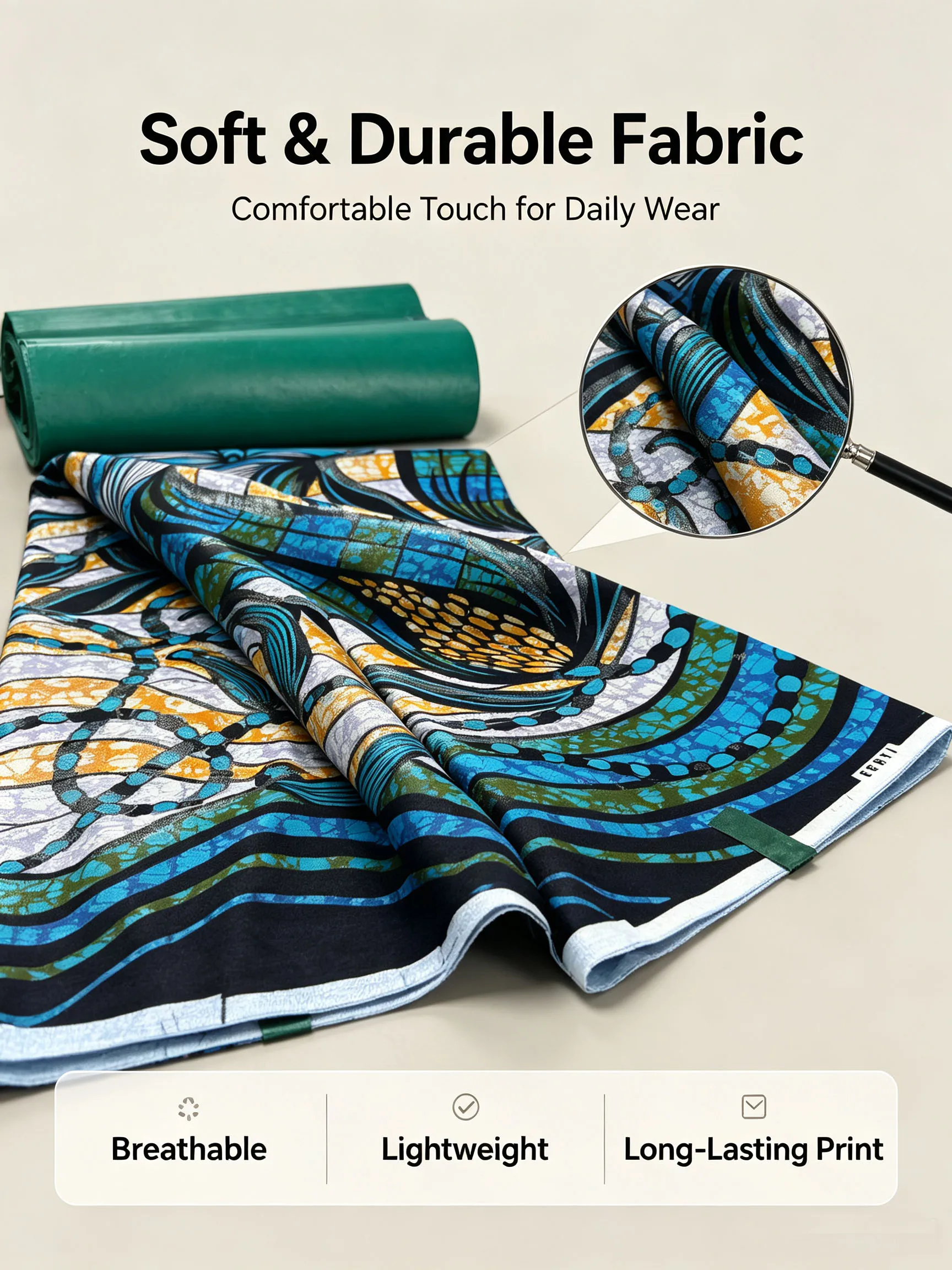 High Quality African Ankara Wax Pagne Print Fabric Blue Corn Pattern Gold Glitter Ghana Nigeria Style Cloth For Women Dress view 5