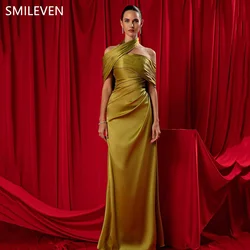 Smileven Mermaid Halter Prom Dress Sexy Classcial Off The Shoulder Formal Evening Gowns Pleats Wedding Party Dress Customized