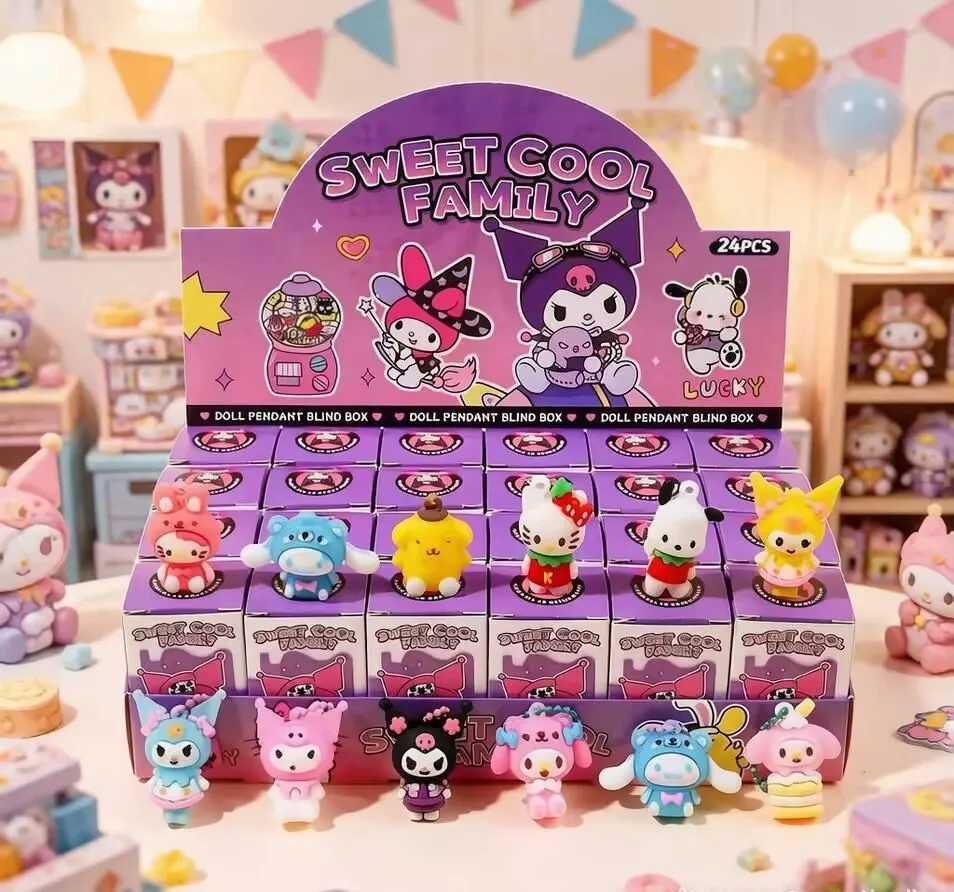 

@Anime Sanrio Hello Kitty Black Girl Keychain Pendant Character Pokémon Pikachu Keychain Blind Box Toy Children's Christmas Gift